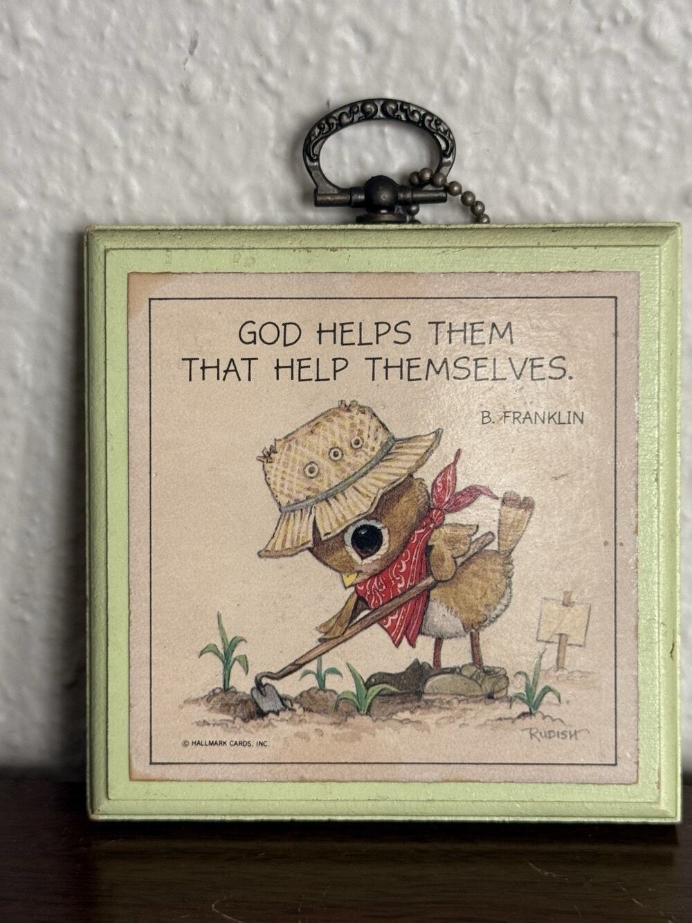 Hallmark Inspirational Quote Wood Wall Plaque Hanging Rectangle 5x4 Green